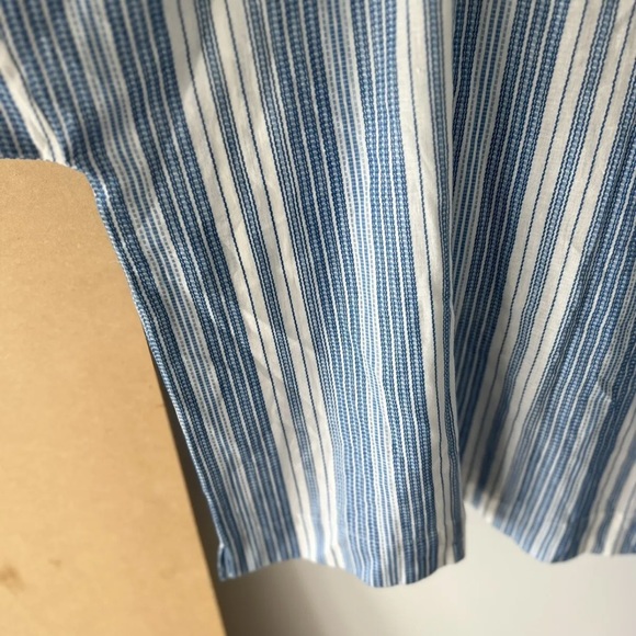 ADRIFT Size 2XL Blue and White V Neck 100% Cotton Boho Kaftan Blouse Top - Picture 6 of 8